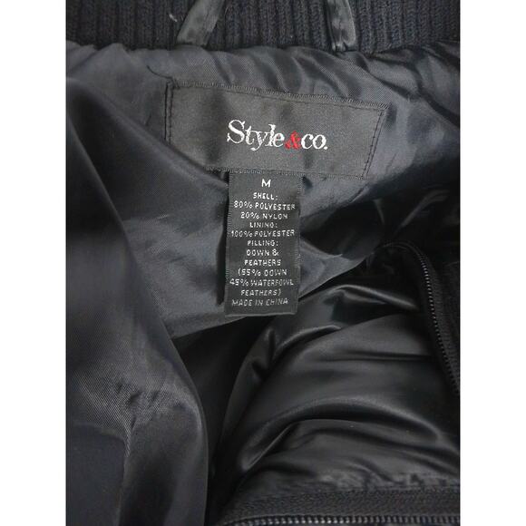 Vintage Style & Co Black Faux Fur Puffer Jacket Coat Detachable Hood Size Medium - Picture 7 of 9